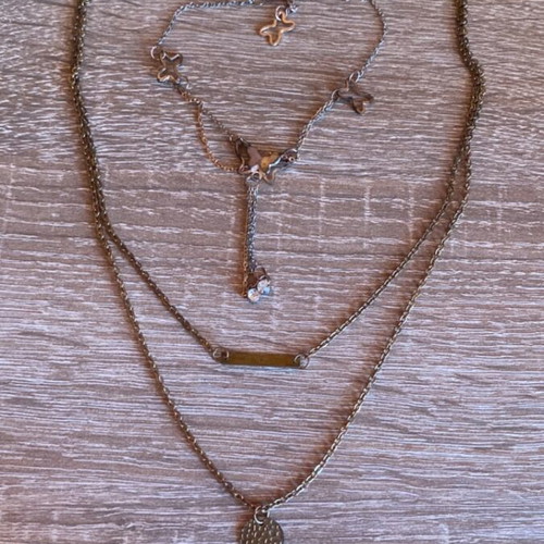 Ankle Necklace and Bracelet Set used, gold and rose gold color