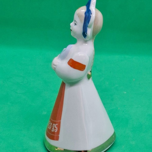 Soviet USSR porcelain figurine girl with dove Dulevo factory