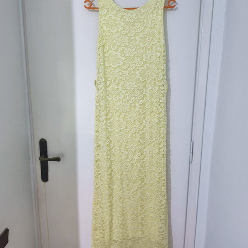 Maxi dress like new yellow lace, made in Italy