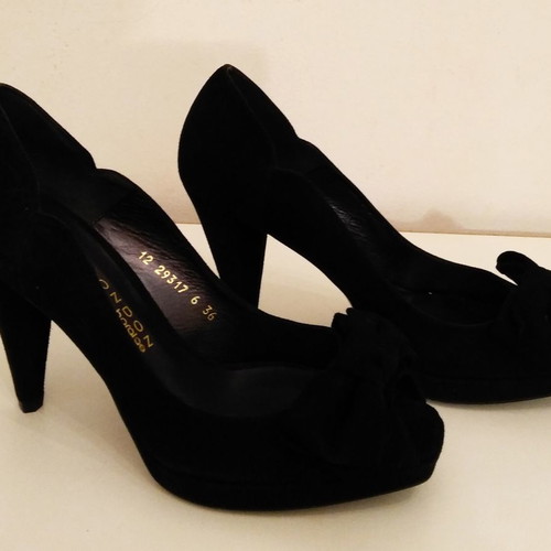 SACHA LONDON shoes size 36 black leather suede peep toe new