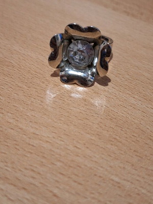 Flower ring new, silver with adjustable size
