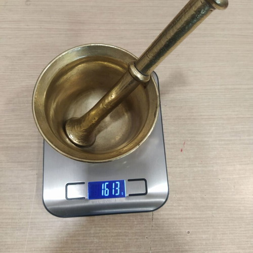 Brass Mortar and Pestle set used, heavy construction