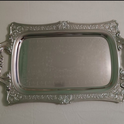 Vintage serving tray used with carved handles Twin Bird