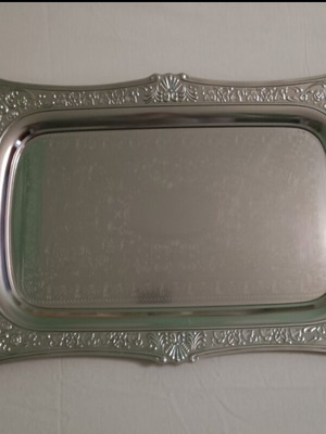 Vintage serving tray used with carved handles Twin Bird