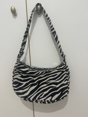 Stradivarius shoulder bag zebra print black white like new