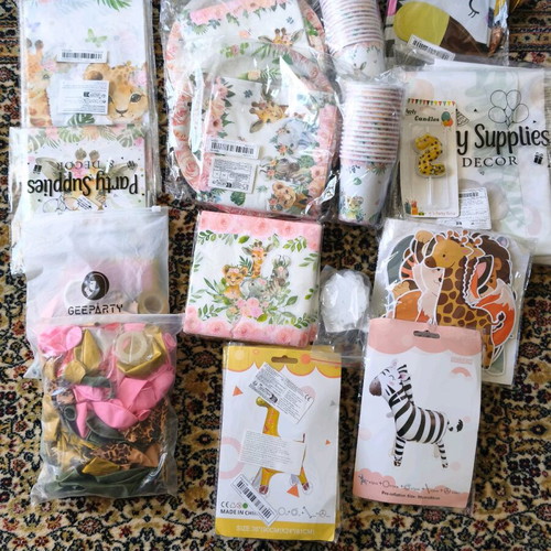 Jungle Safari Girl 2 Years Birthday Decoration Set new