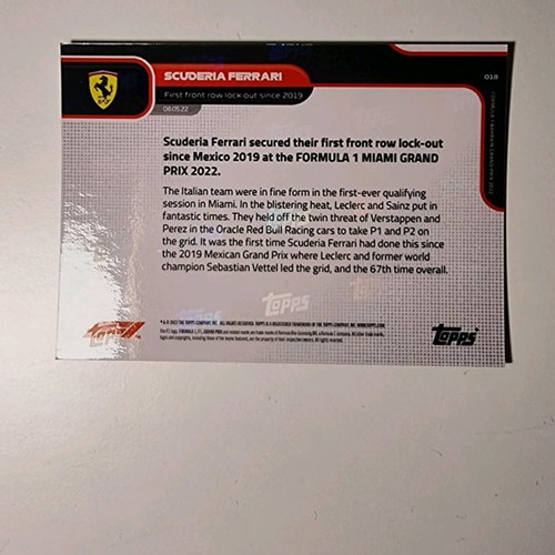 Topps Now F1 Formula 1 2022 Scuderia Ferrari card Charles Leclerc Carlos Sainz
