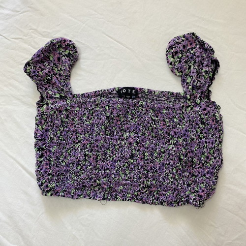 Purple floral crop top Motel size S like new