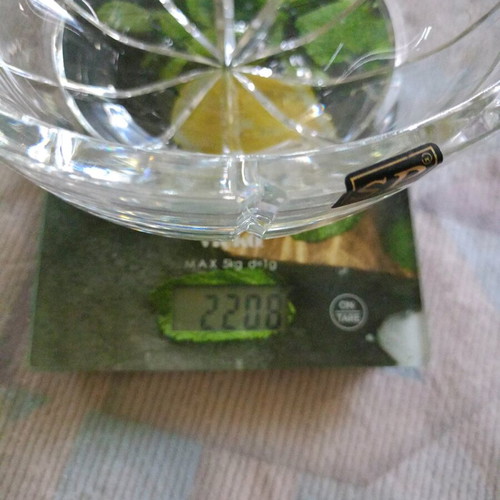 Glass bowl crystal clear new with carved design