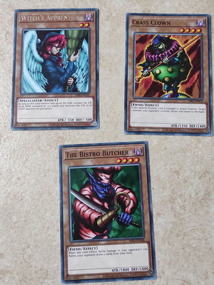 Yu-Gi-Oh! cards used, set of three
