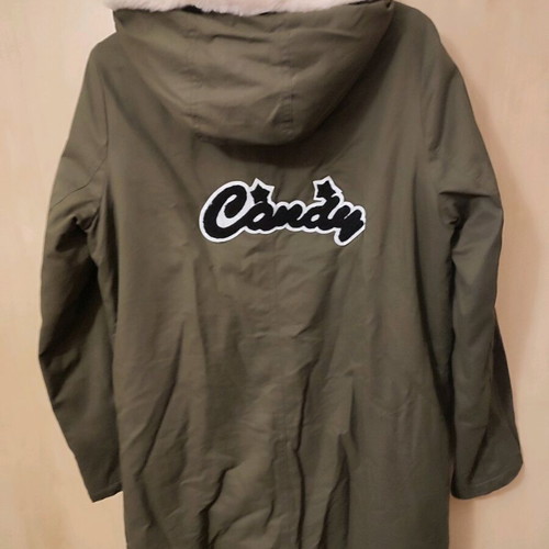 Stradivarius khaki trench coat like new with fur lining and hood