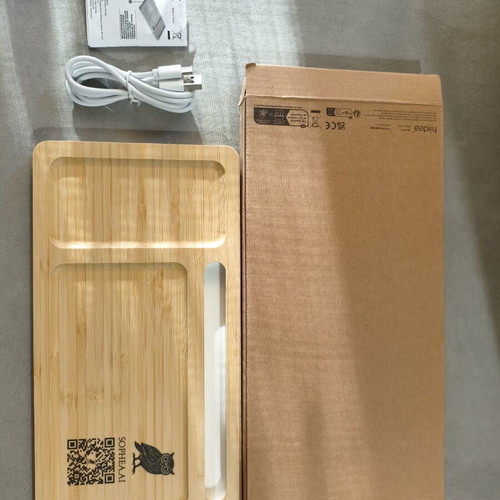 Bamboo desk organizer with 15W wireless charger and gift