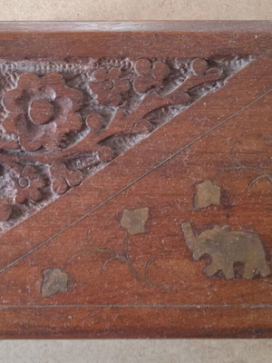 Wooden box with Indian embossed decoration and elephant, like new