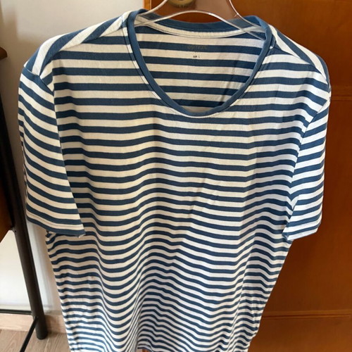 Men's T-shirt like new, size L, white and blue