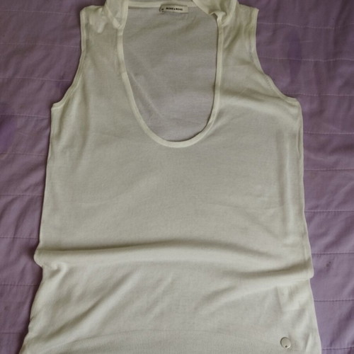 More & More sleeveless knitted top with hood like new, white, size M