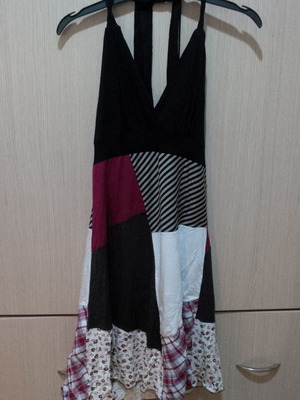 Patchwork dress size S-M like new, black and white