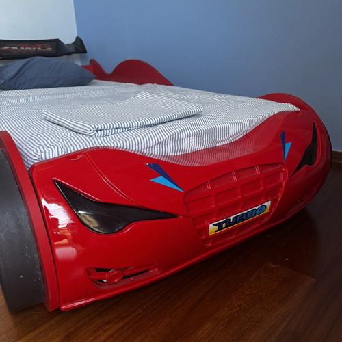 Children's Car Bed Turbo red racing used, 2.20x1.10m