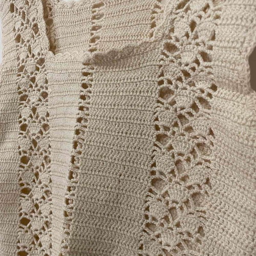Crochet knit top used, size Small, beige