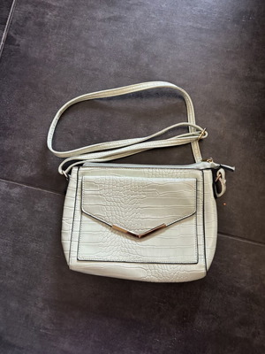 Crossbody bag with croco pattern, like new, light gray
