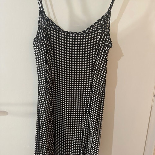 H&M Divided black and white check dress with straps and buttons, size S
