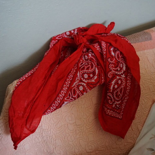 Bandana red with white paisley design like new