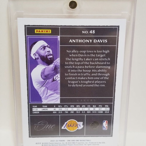 Anthony Davis 2021-22 Panini One and One #48 Lakers card like new, numbered 11/15