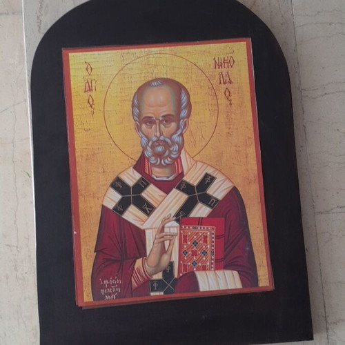 Wooden handmade religious icon new, decoupage technique