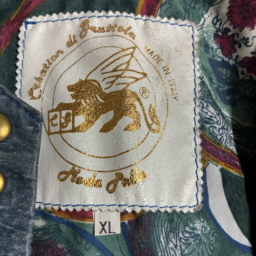 Real camel leather jacket like new, gray and blue