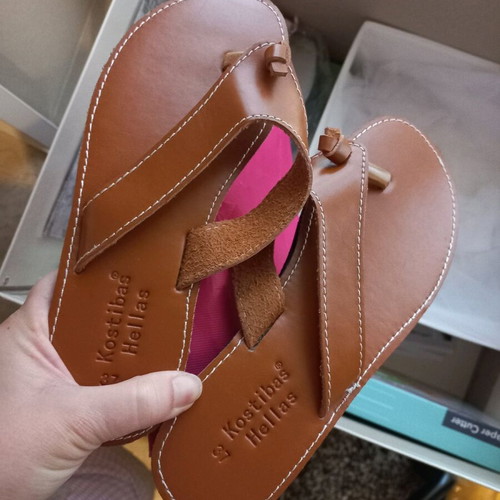 Leather sandals size 37 new, brown, ideal for handmade decoration