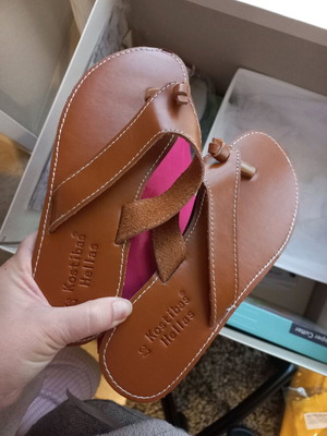 Leather sandals size 37 new, brown, ideal for handmade decoration