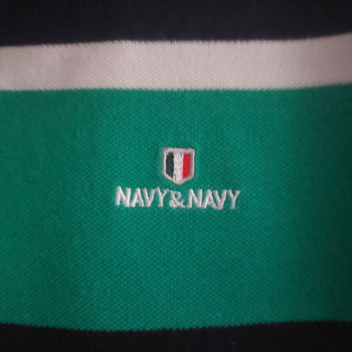 Striped shirt with buttons used, size L, green and blue