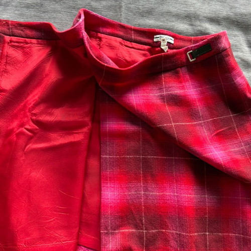 Escada Sport wool checked skirt used in red and fuchsia tones