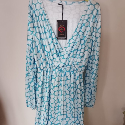 Dress Acme new, white and turquoise, size M