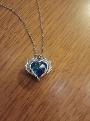 Blue heart pendant necklace, stainless steel