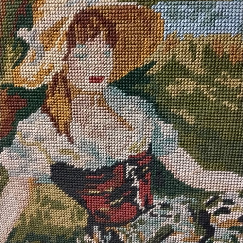 Embroidered vintage textile painting 74×59 used