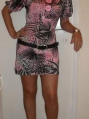 Short summer dress new, black and pink, size S