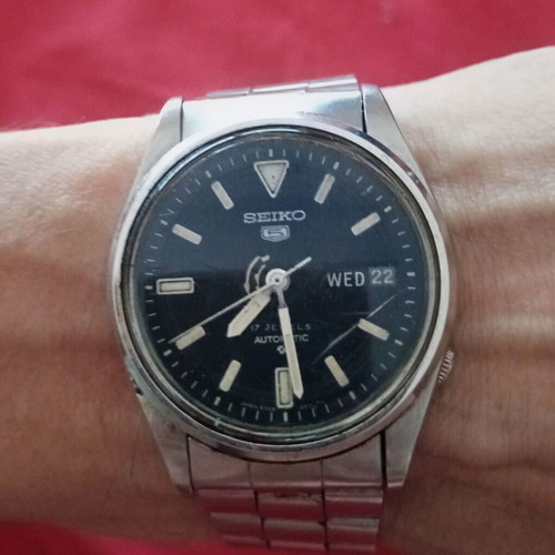 Seiko 5 Automatic 6309 wristwatch used, silver, vintage 1970