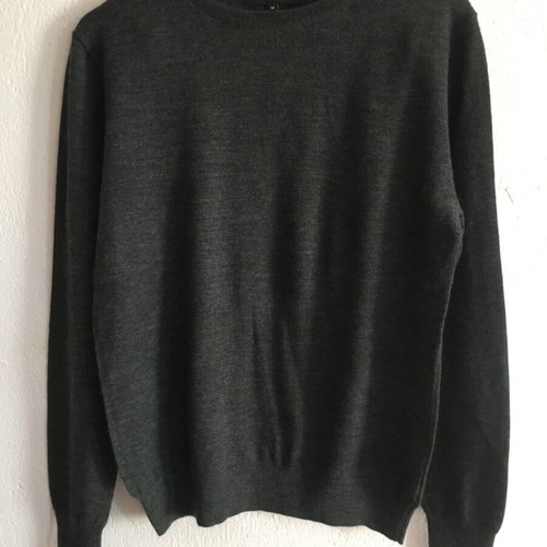 Lawrence Gray 100% Merino Wool Sweater, Dark Gray, Size M