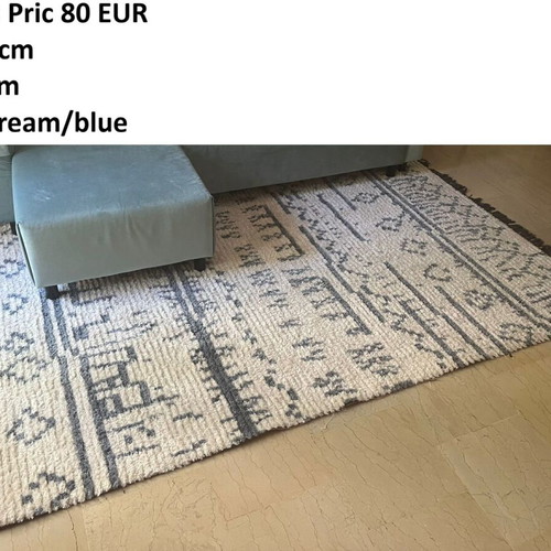 Carpet cream and blue like new, 200x250 cm