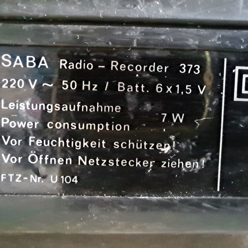 Saba RCR 373 radio cassette player used, for parts