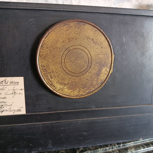 Antique French table clock with marble and gold frame