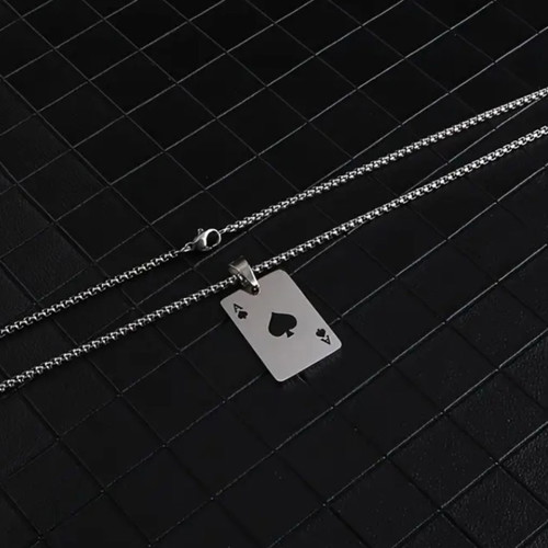 Vintage Poker Pendant Necklace made of Stainless Steel new
