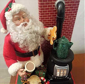 Άγιος Βασίλης με φωτιζόμενη σόμπα και Δώρα