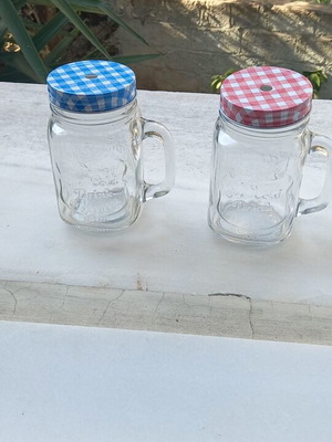 Glass jars with screw lids, set of 2