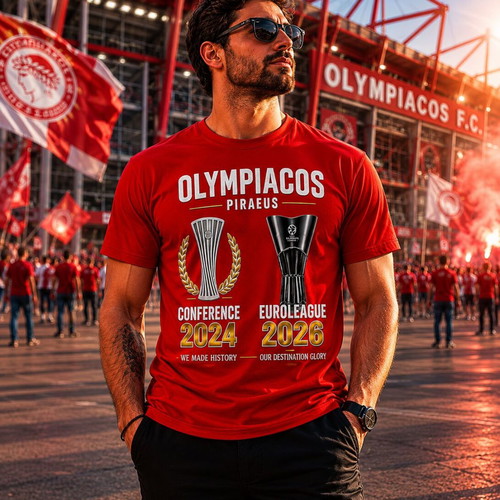 Olympiacos 2026 Red T Shirt new, cotton