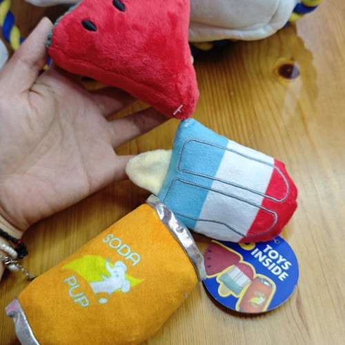 Banana Boat Dog Toy Set with Crinkle Papers and Squeakers, New
