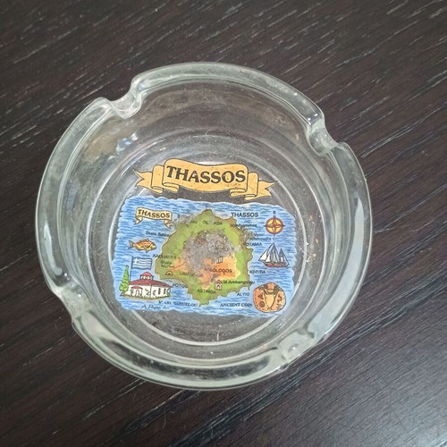 Ashtray small glass used from Thassos