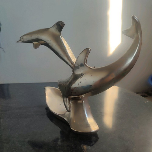 Vintage dolphin decorations used, silver color