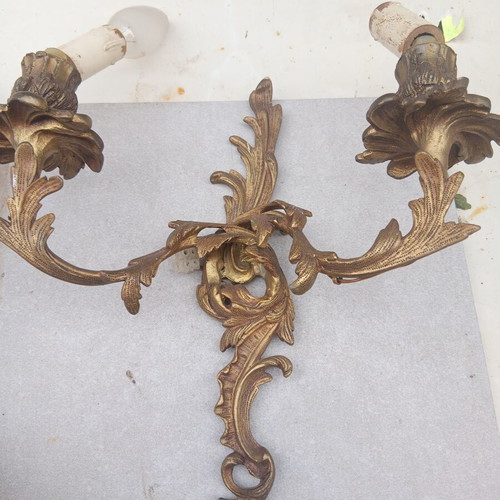 Brass wall light used, very old heavy, set of 2 pieces