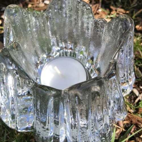 Nybro Volcano candle holders set of 3, new, Swedish crystal 80s